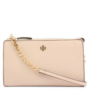 Tory Burch Carter Pink Pebbled Leather Slim Crossbody bag